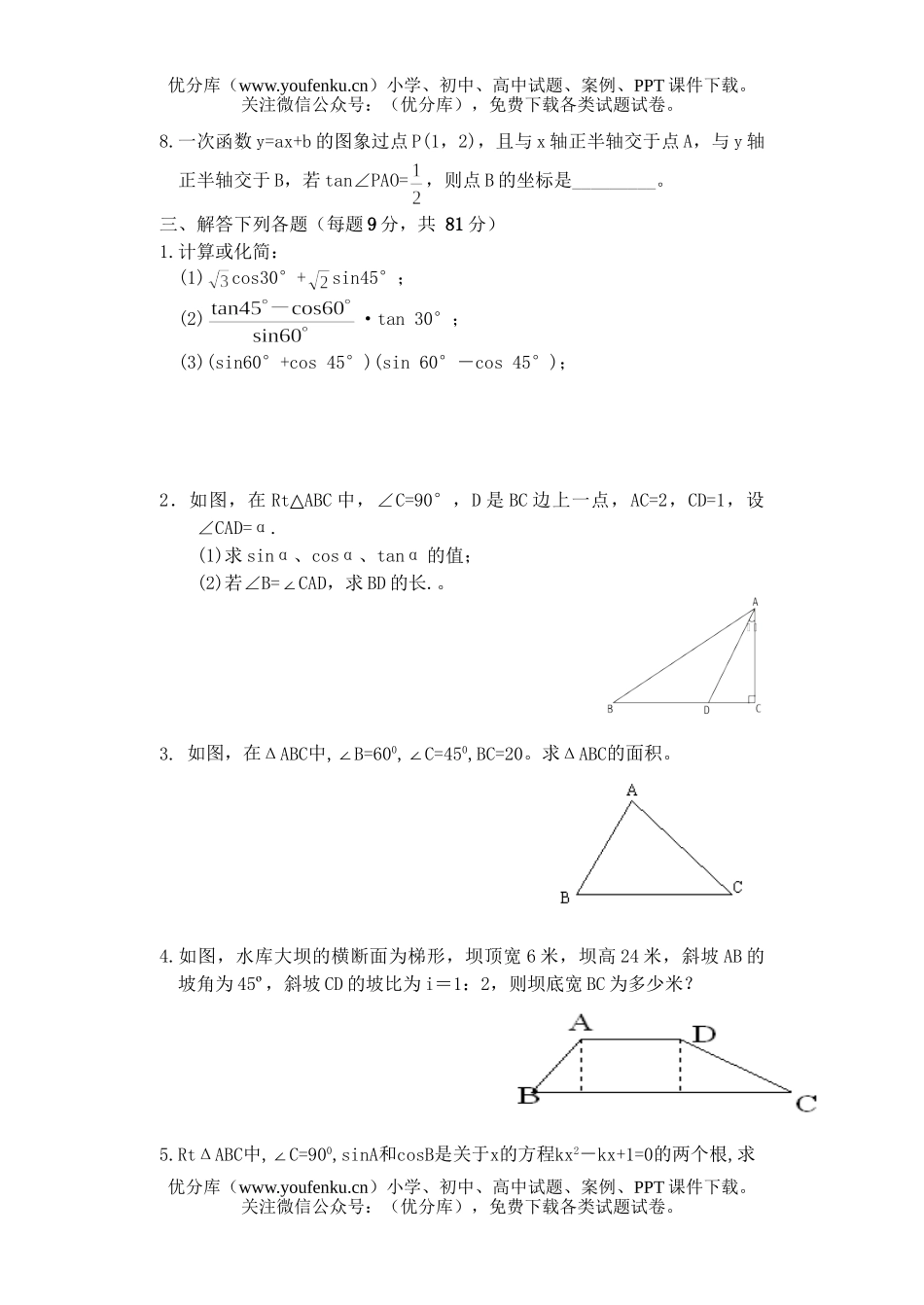 初中数学中考中考总复习专题训练(十一)试卷_第2页