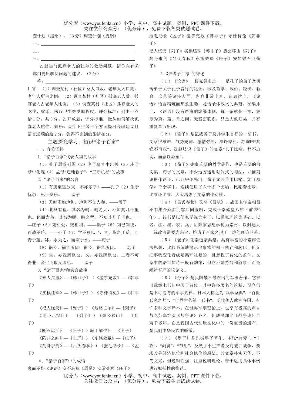 初中语文中考中考下复习提纲试卷_第2页