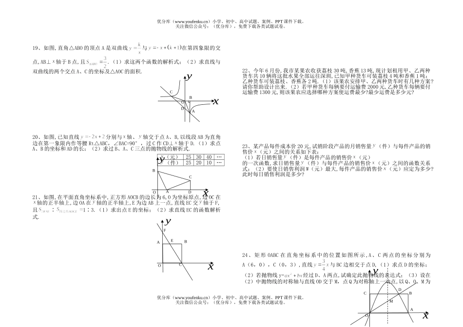 初中数学中考中考系统复习函数与图象测试卷_第2页