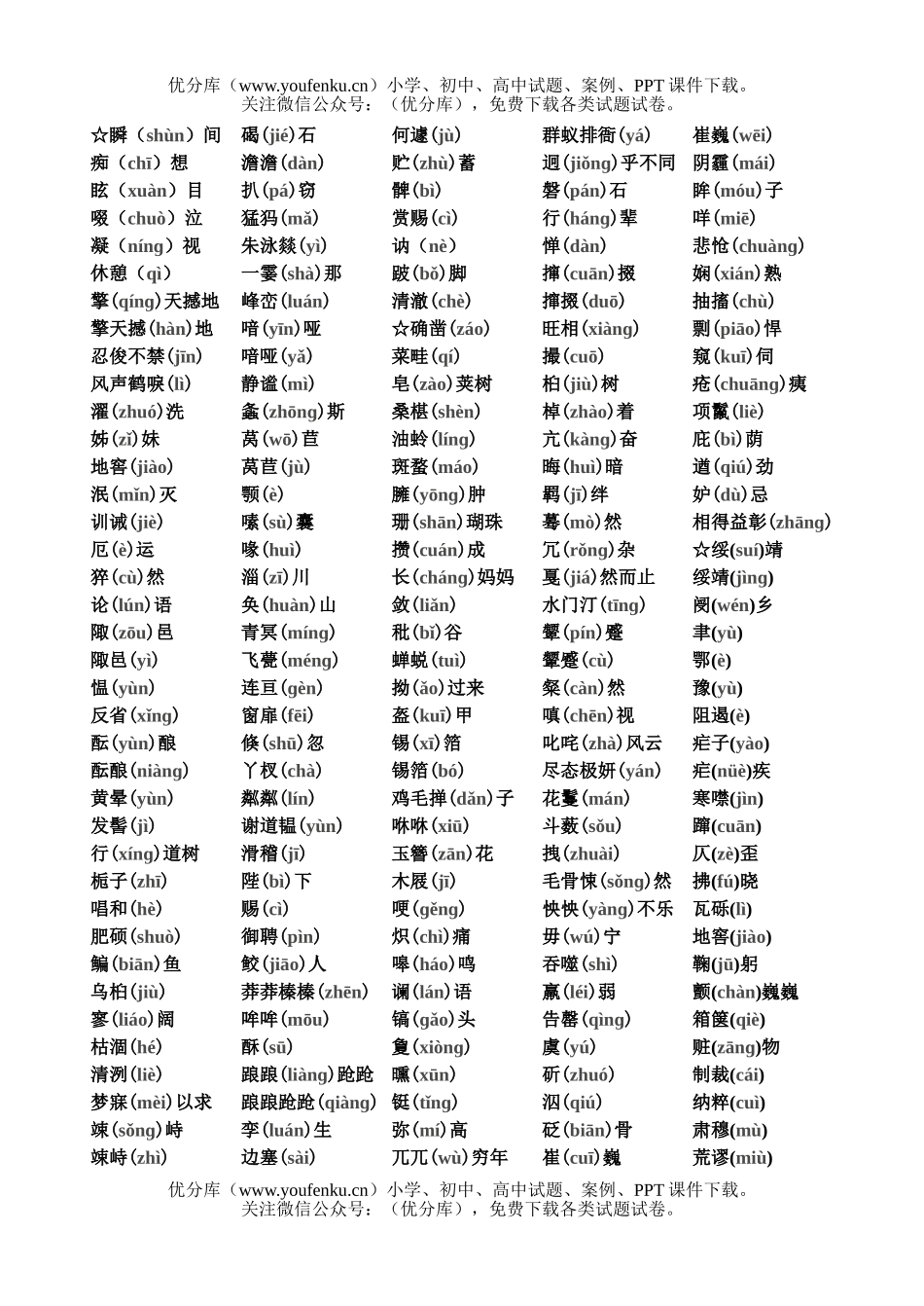 初中语文中考复习字音专题试卷_第1页