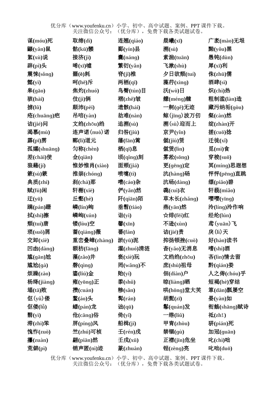 初中语文中考复习字音专题试卷_第2页