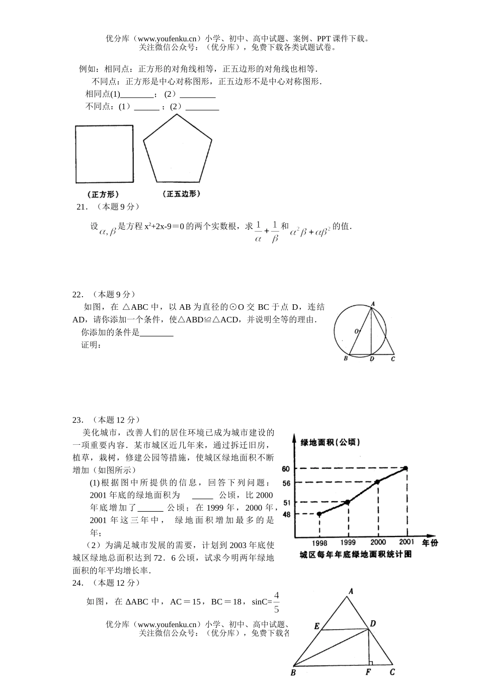 初中数学中考中考模拟1试卷_第2页