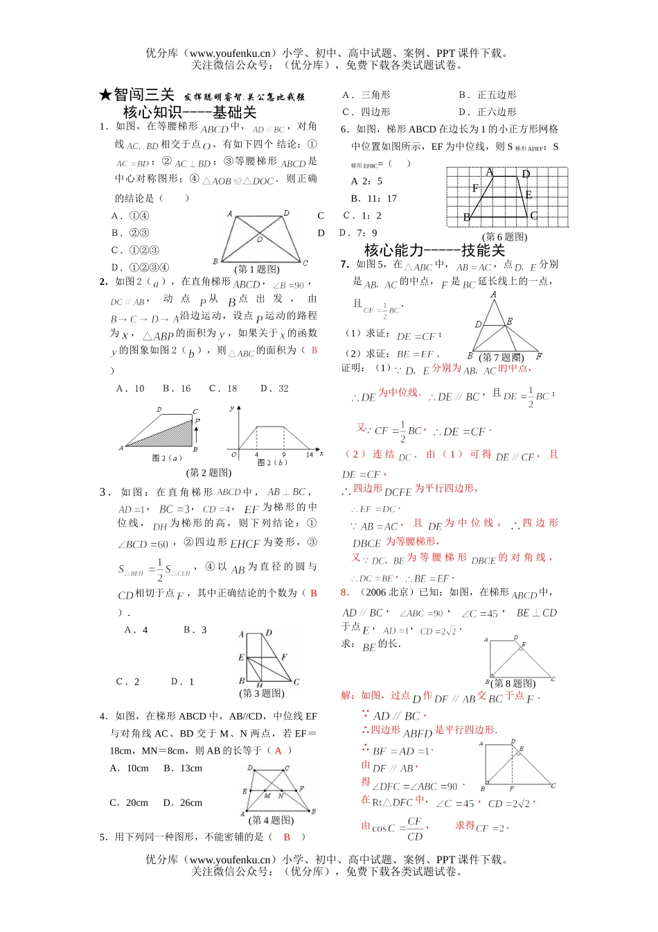 初中数学中考中考梯形单元训练试卷_第1页