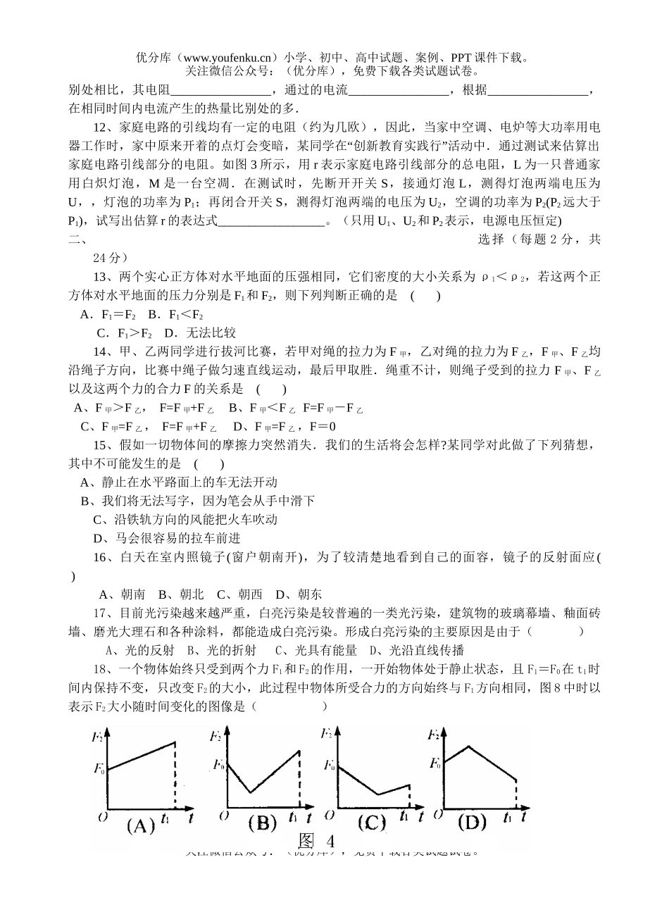 初中物理中考中考模拟(1)试卷_第2页