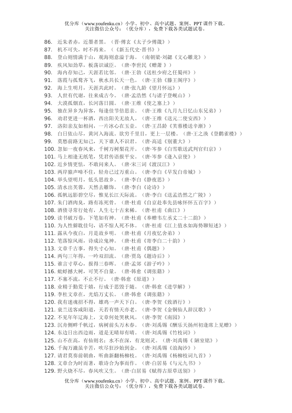 初中语文中考中考通用中常见名言名句350句试卷_第2页