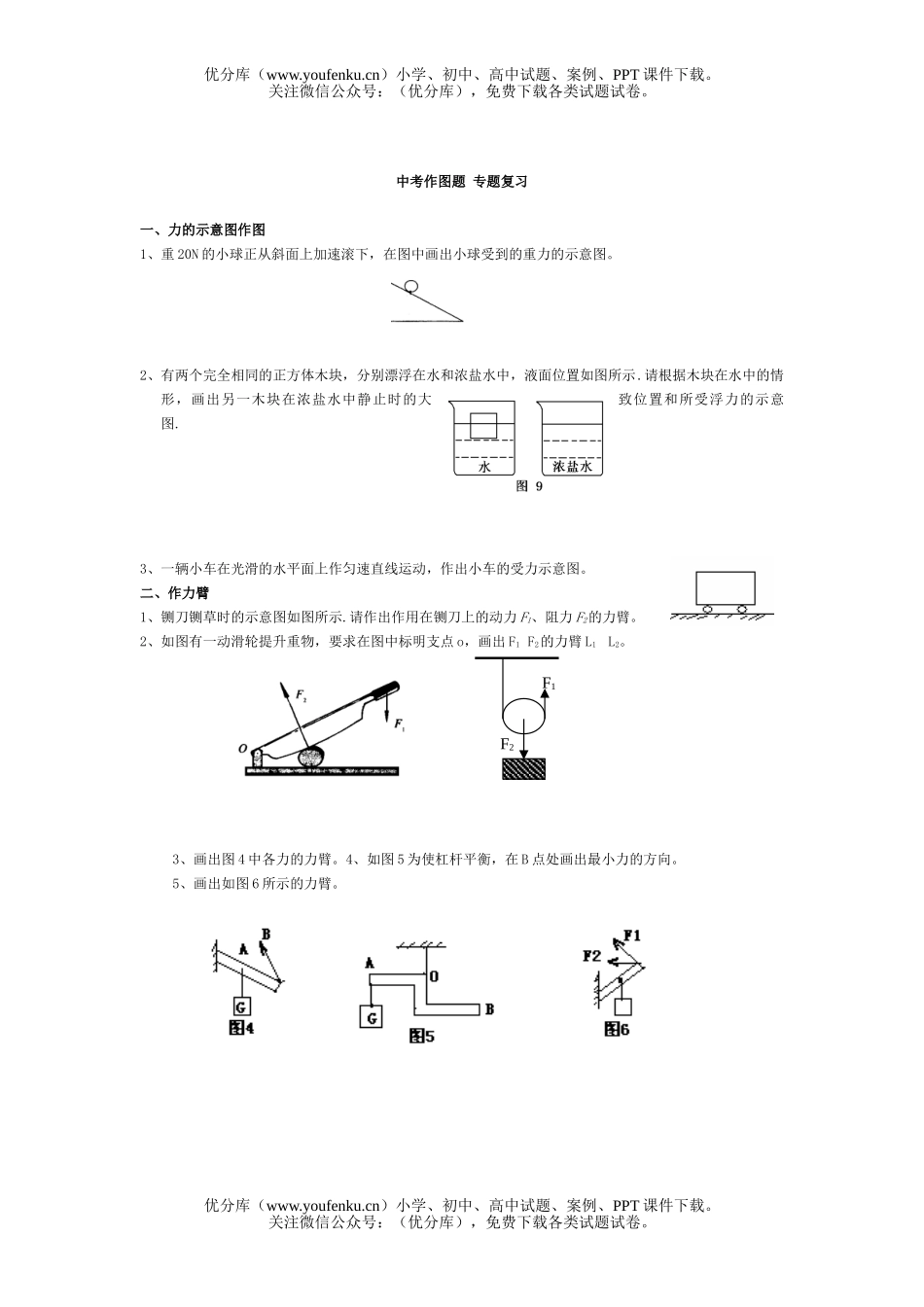 初中物理中考中考作图专题练习试卷_第1页