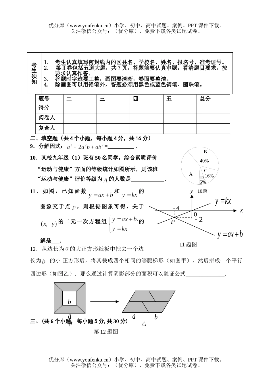 初中数学中考中考升学模拟考试卷_第2页