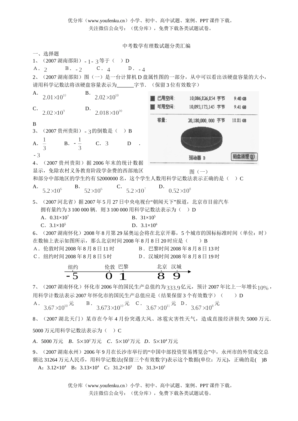 初中数学中考中考有理数分类汇编试卷_第1页