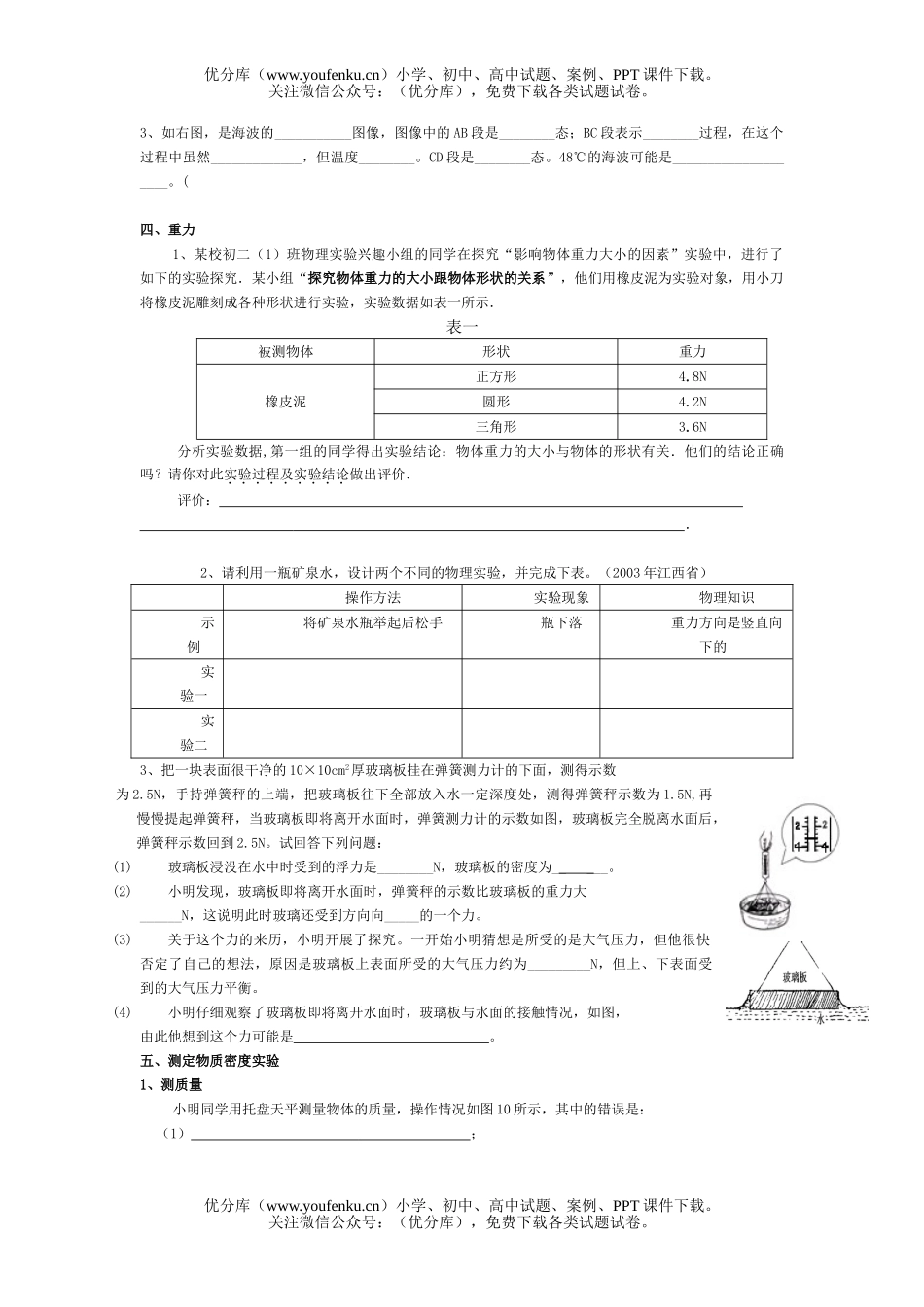 初中物理中考中考实验专题练习试卷_第2页
