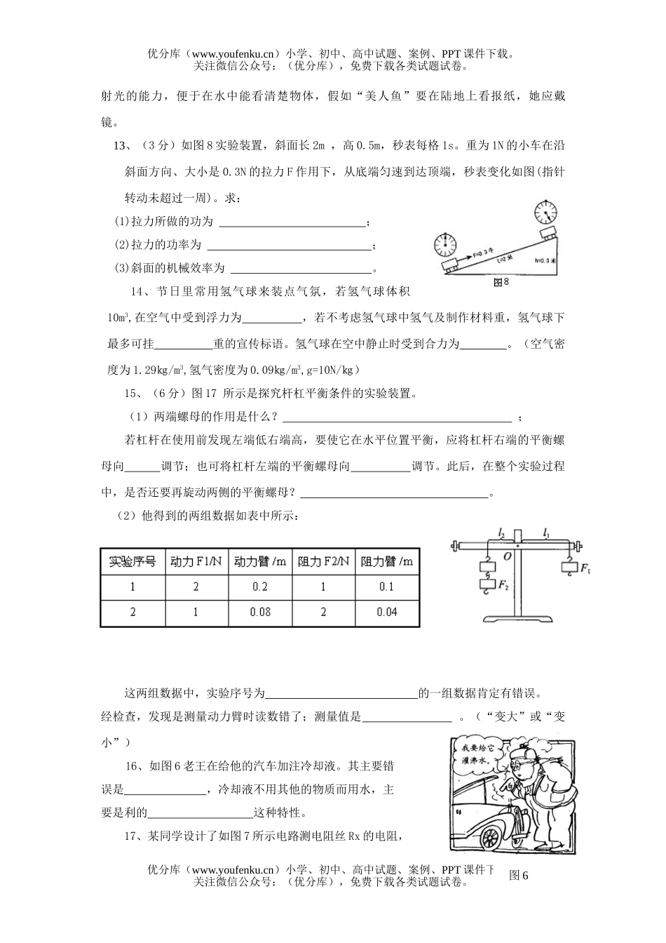 初中物理中考中考模拟题试卷_第3页
