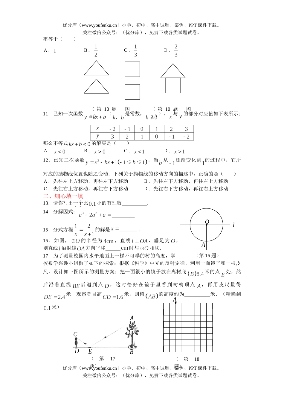 初中数学中考中考基础训练6试卷_第2页