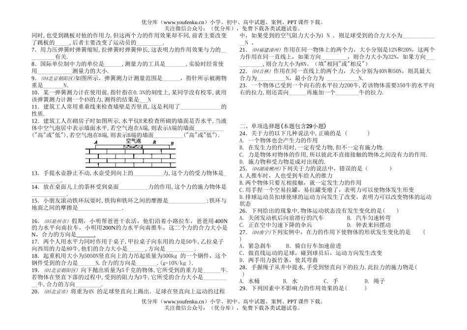 初中物理中考中考力练习试卷_第2页