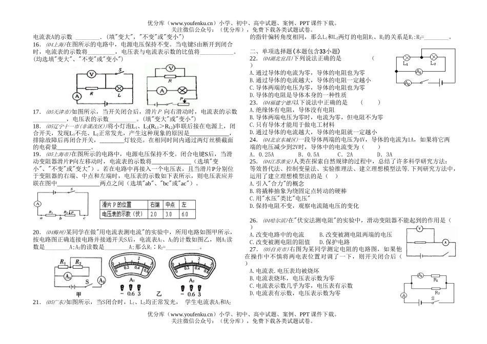 初中物理中考中考欧姆定律及其应用练习试卷_第2页