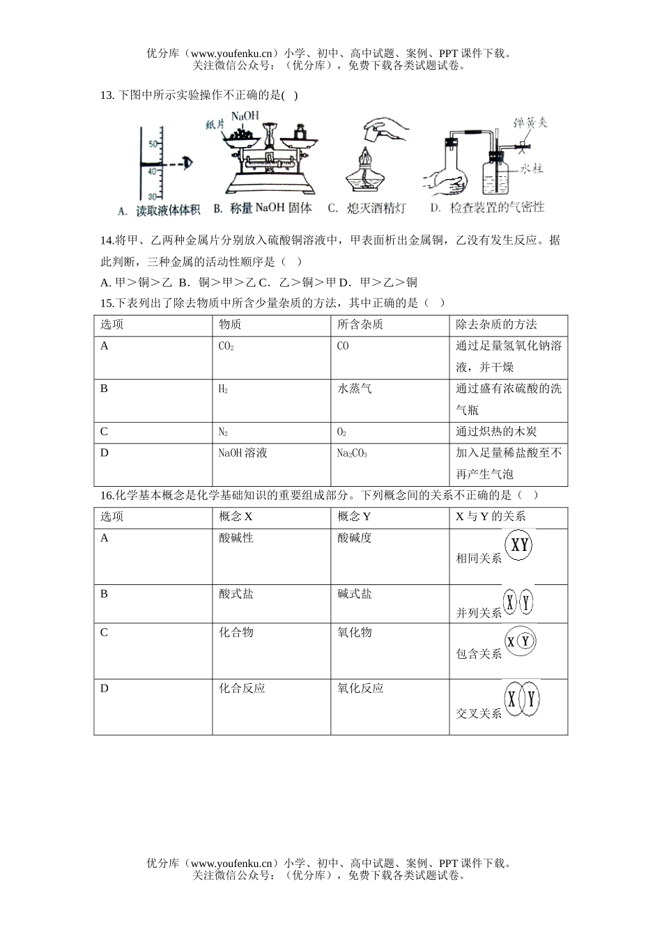 初中化学考08年潍坊市学业水平考试卷_第2页