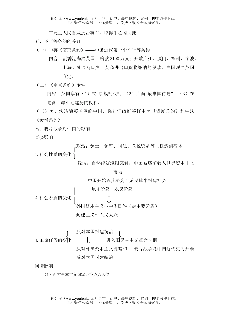 初中历史中考中国近现代史教材要点梳理及经典试卷_第3页