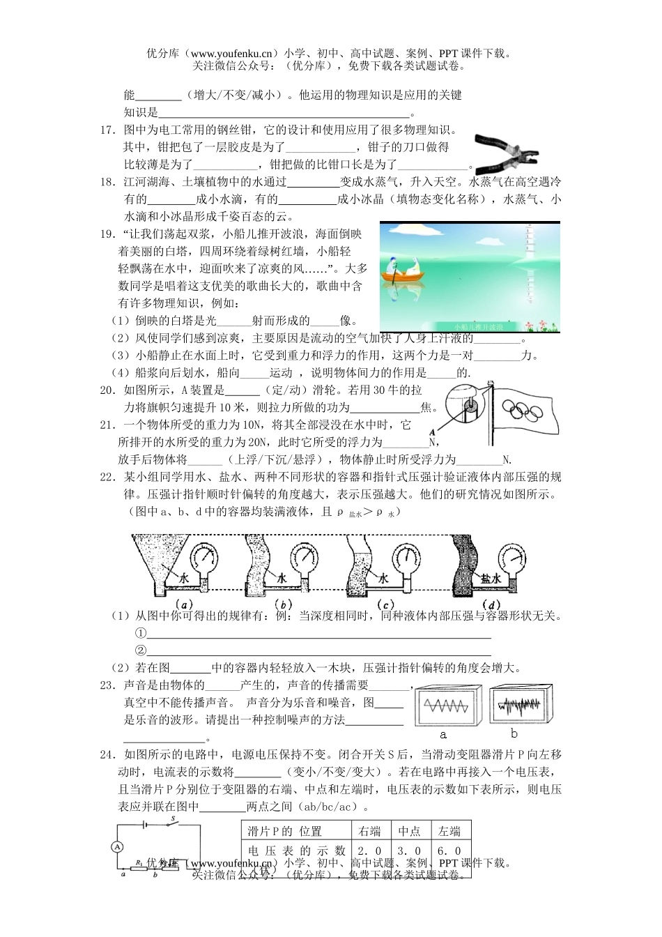 初中物理中考盐城市中考模拟测试卷_第2页
