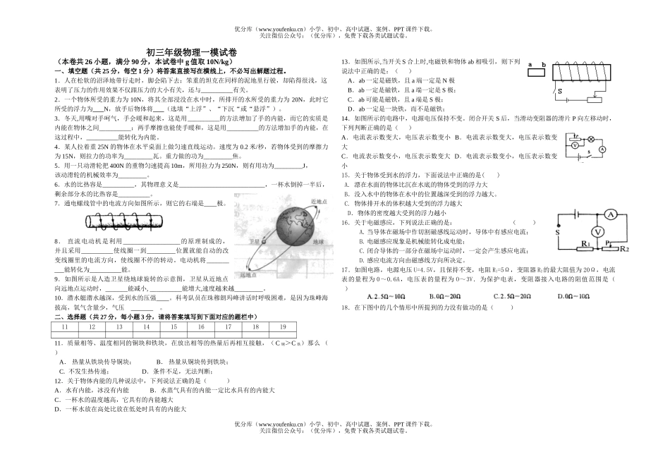 初中物理中考模试卷_第1页