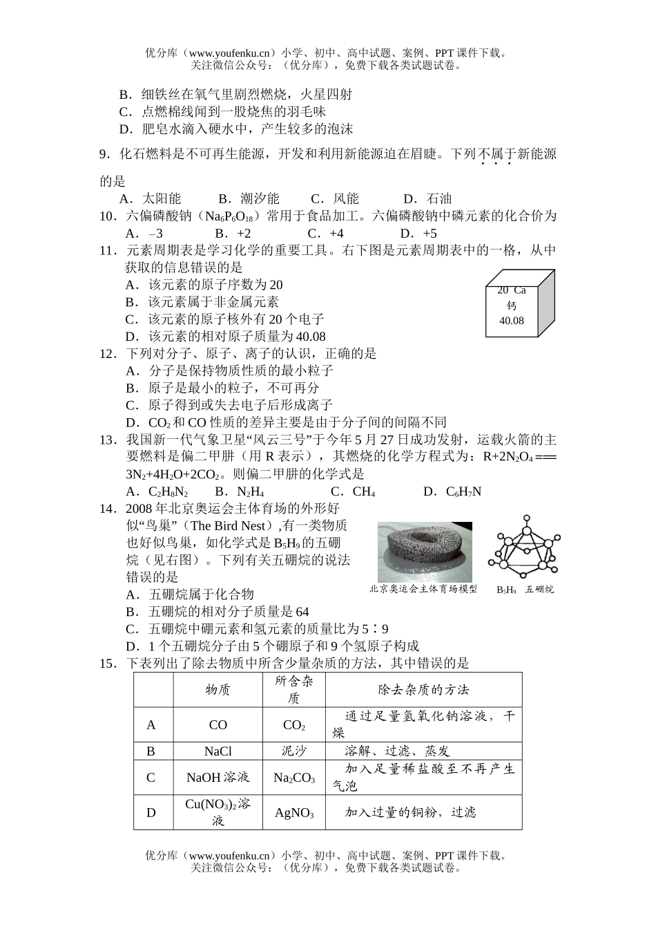 初中化学考08年江苏盐城市中考试卷_第2页