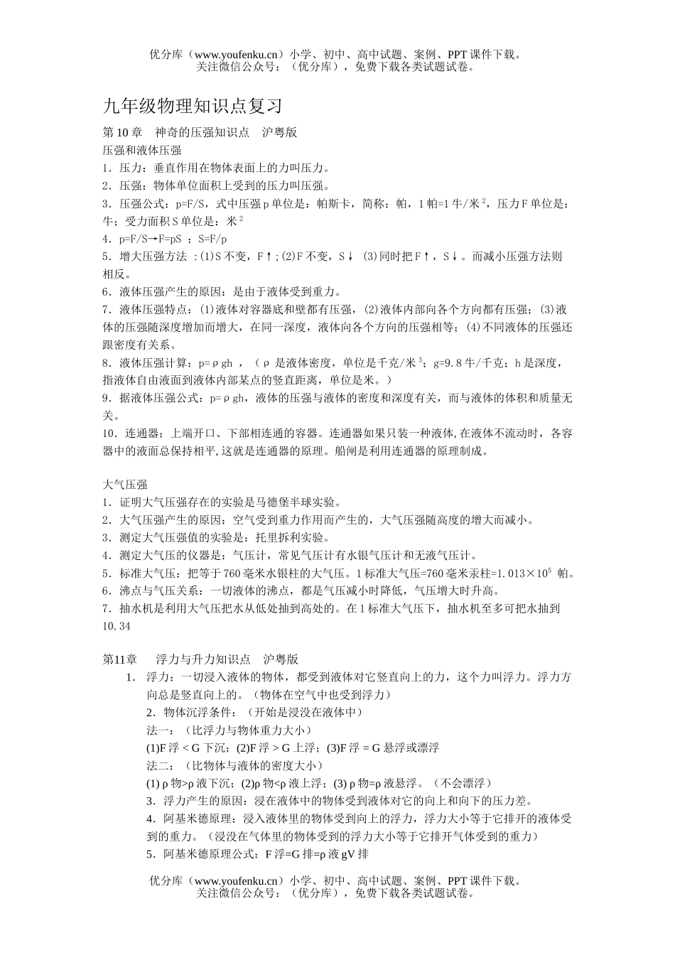 初中物理中考知识点复习试卷_第1页