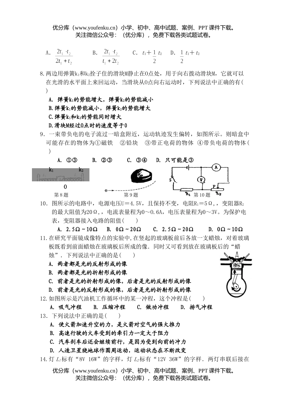 初中物理中考一模试卷_第2页