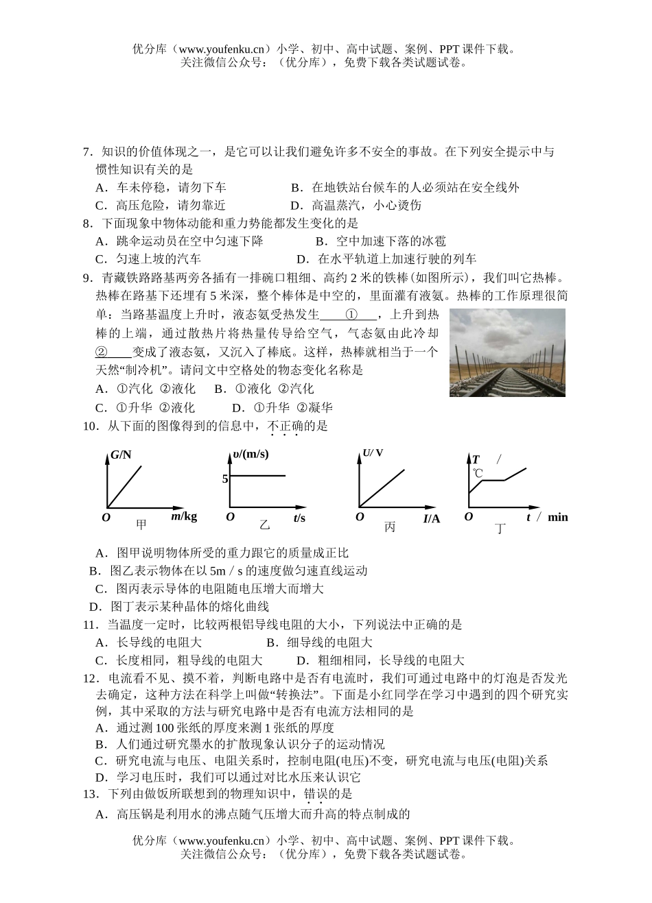 初中物理中考毕业暨升学考试合试卷_第2页