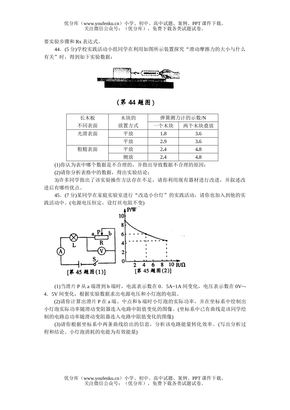 初中物理中考升学考试综合部分试卷_第3页