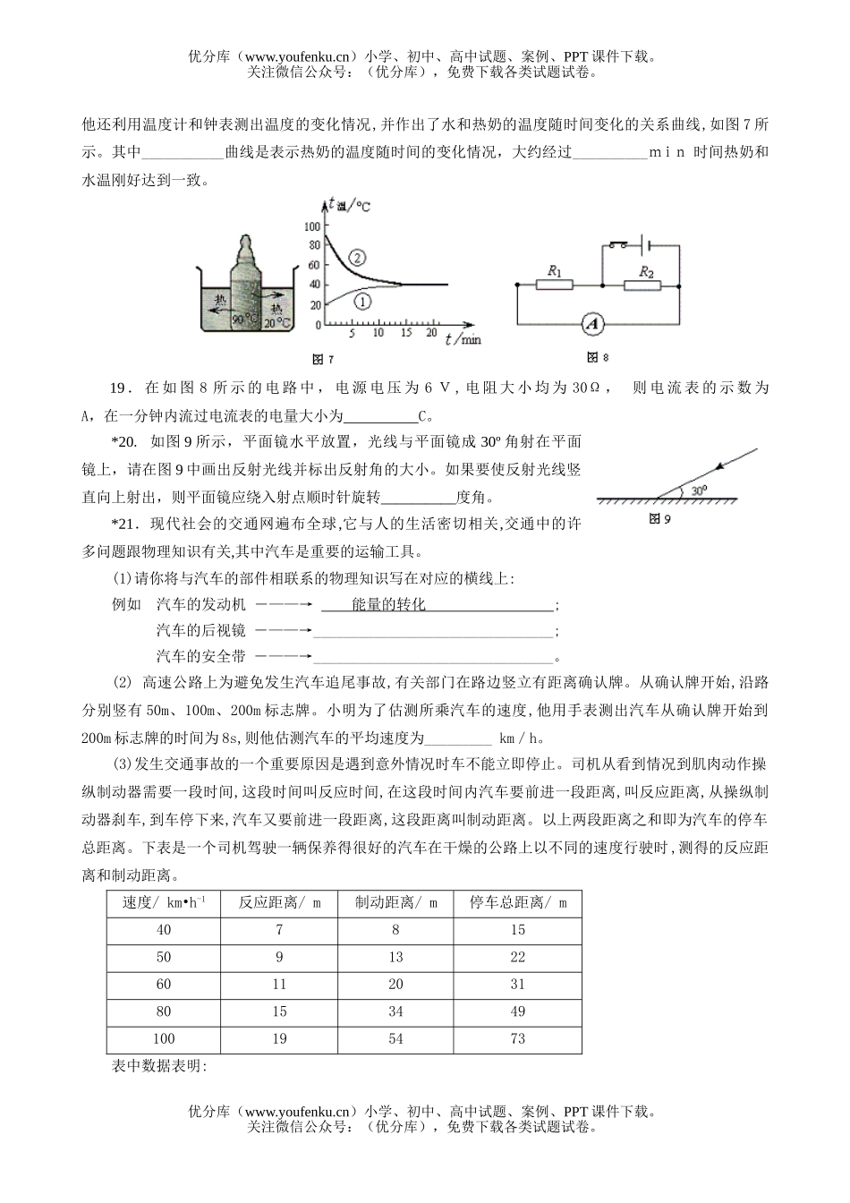 初中物理中考中考模拟试卷_第3页