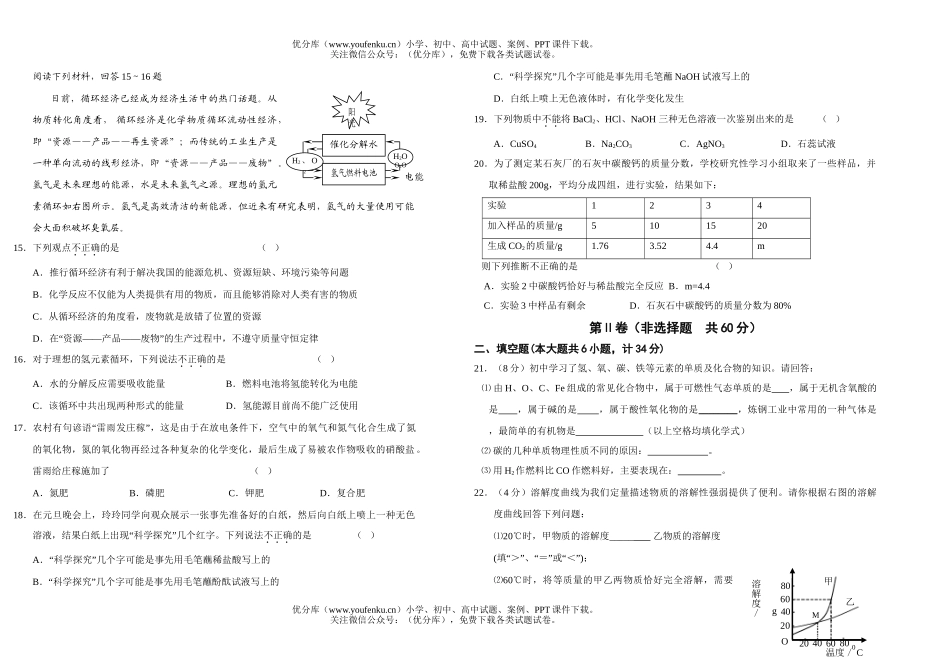 初中化学考中考模拟考试卷_第2页