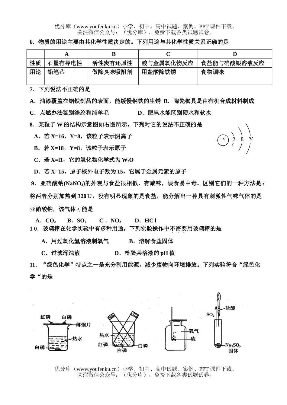 初中化学考中考模拟测试卷_第2页