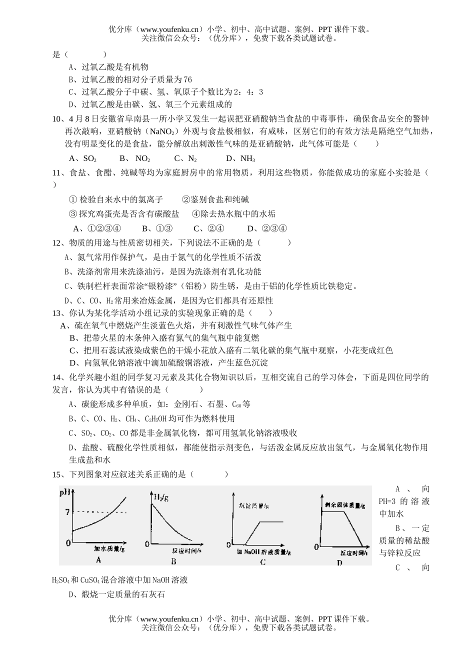 初中化学考08年眉山市毕业生学业考试卷_第2页