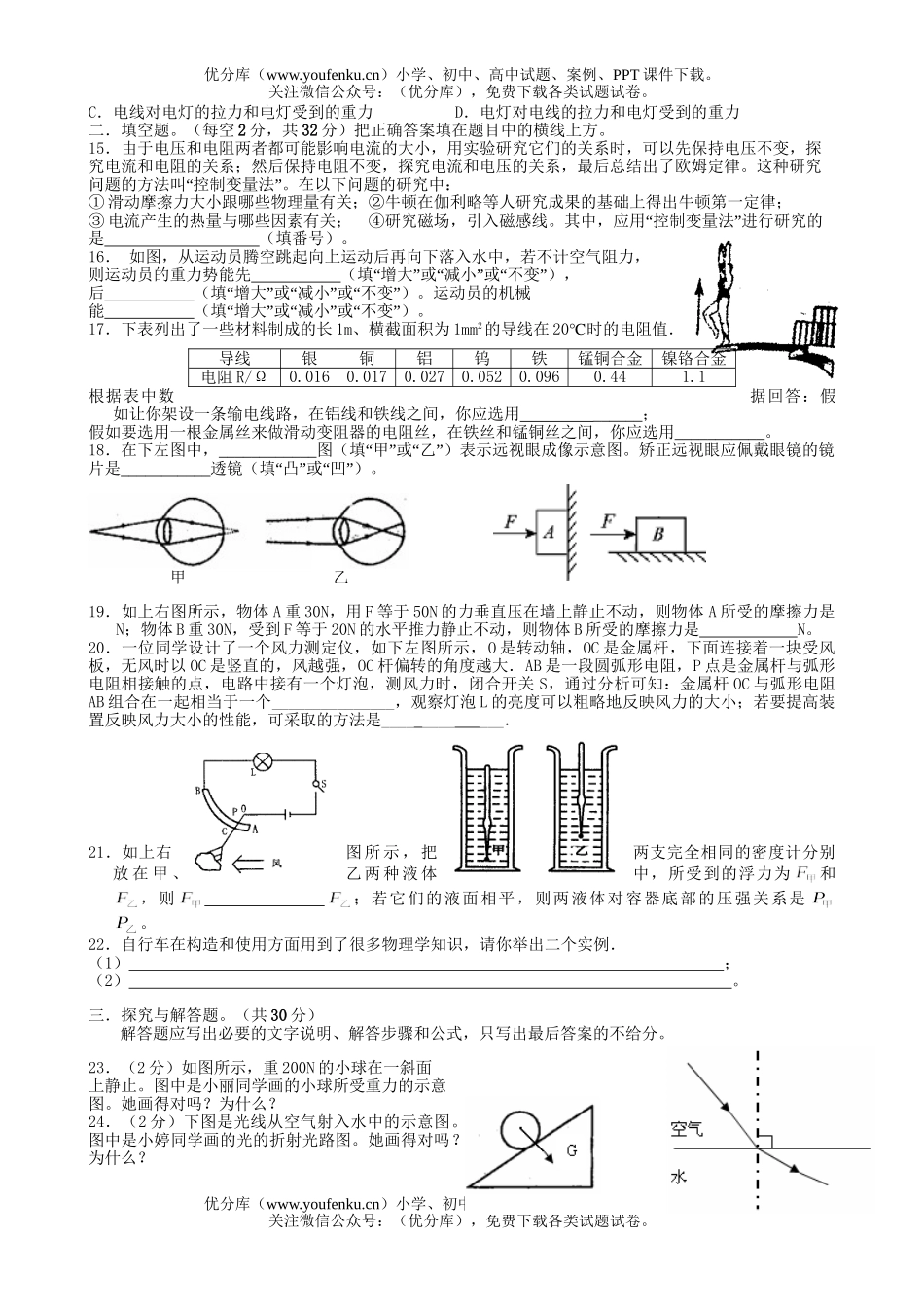 初中物理中考08届中考复习模拟测试卷_第2页