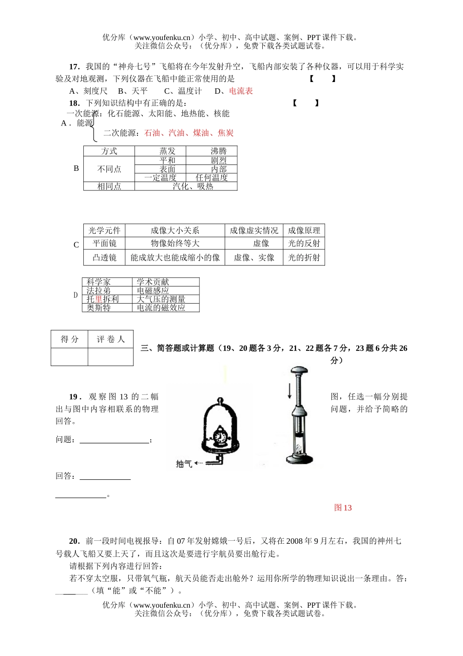初中物理中考08届中考模拟考试卷_第2页