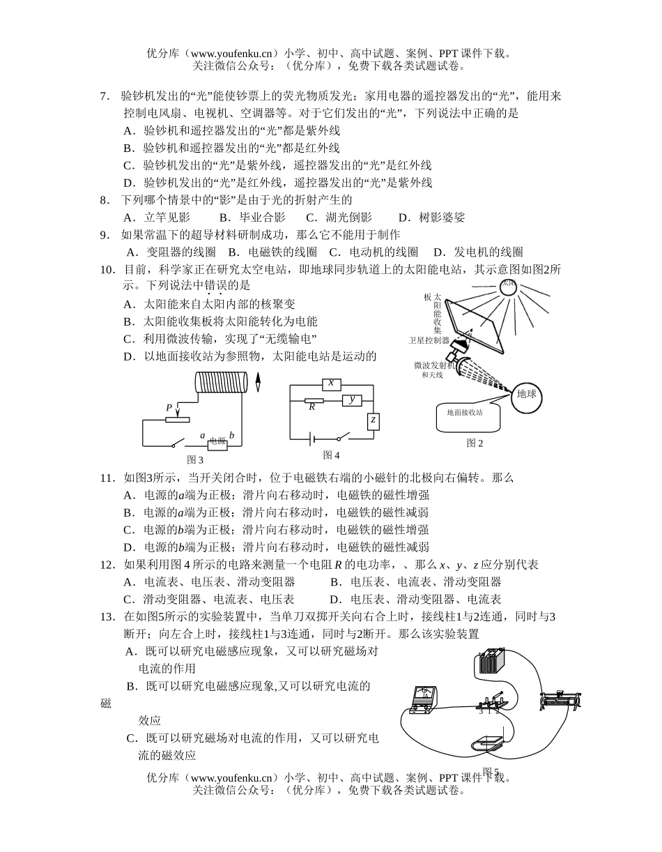 初中物理中考中考复习第五次月考试卷_第2页