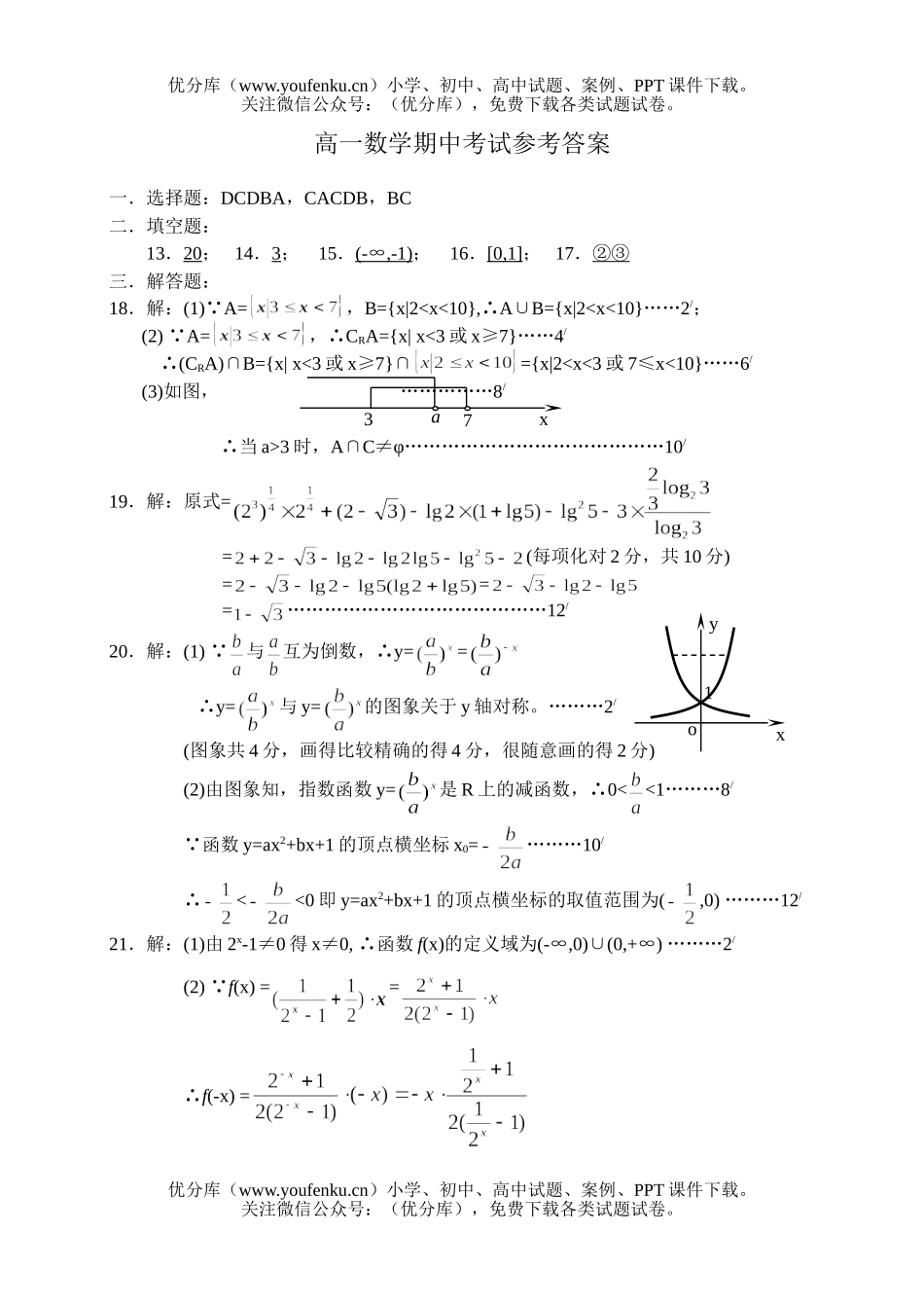 高中一年级数学清江中学第一学期期中考试卷_第1页