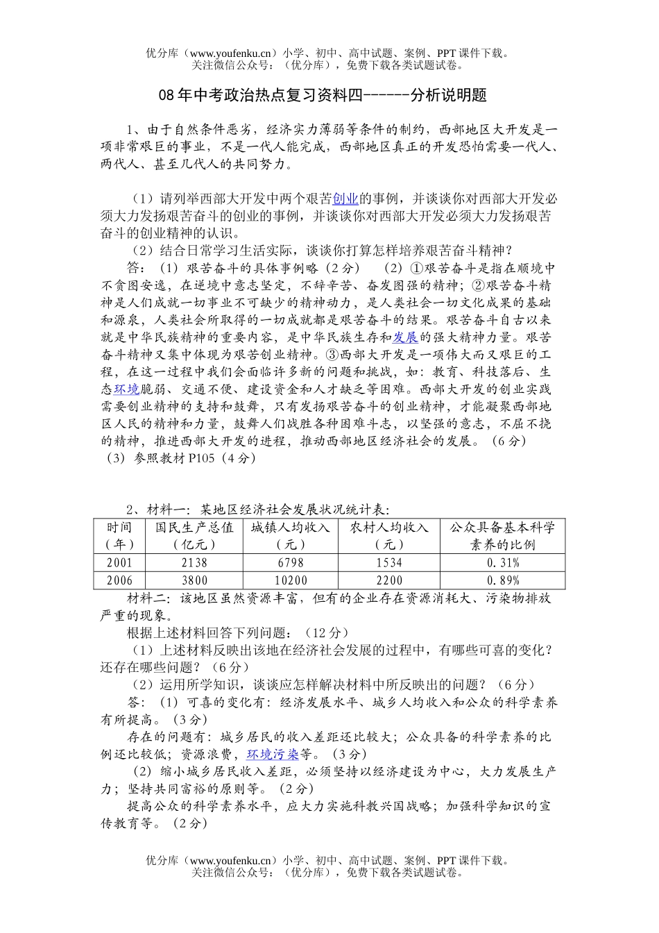 初中政治中考08年中考热点复习资料试卷_第1页