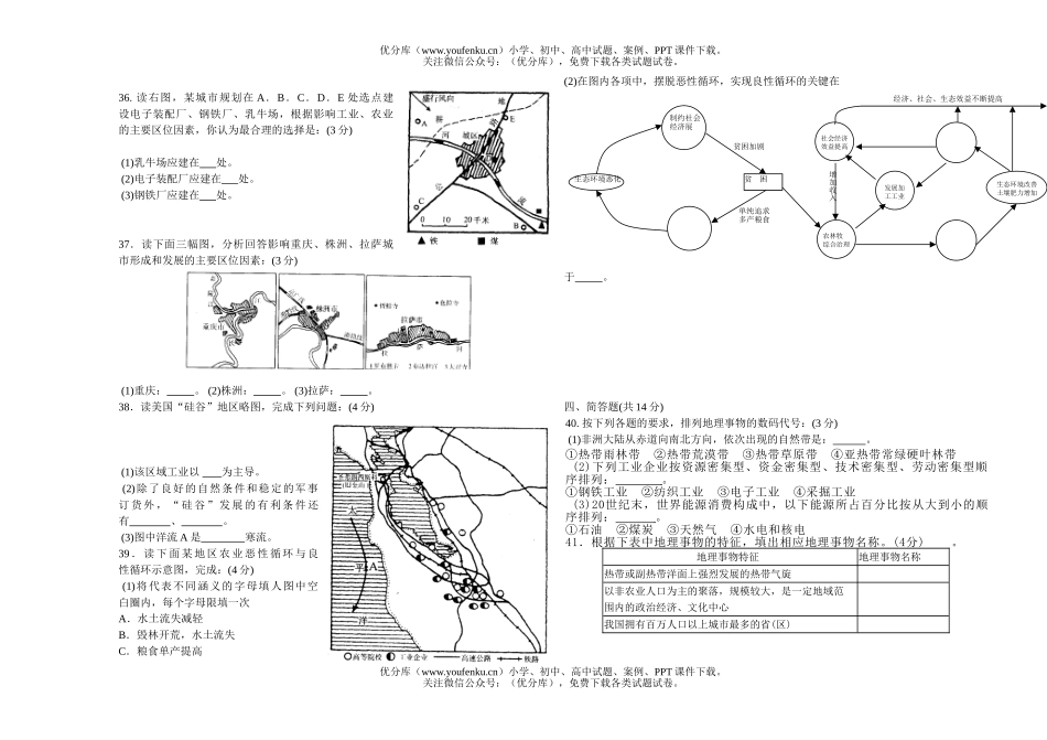 高中一年级地理四川省普通毕业会考试卷_第3页