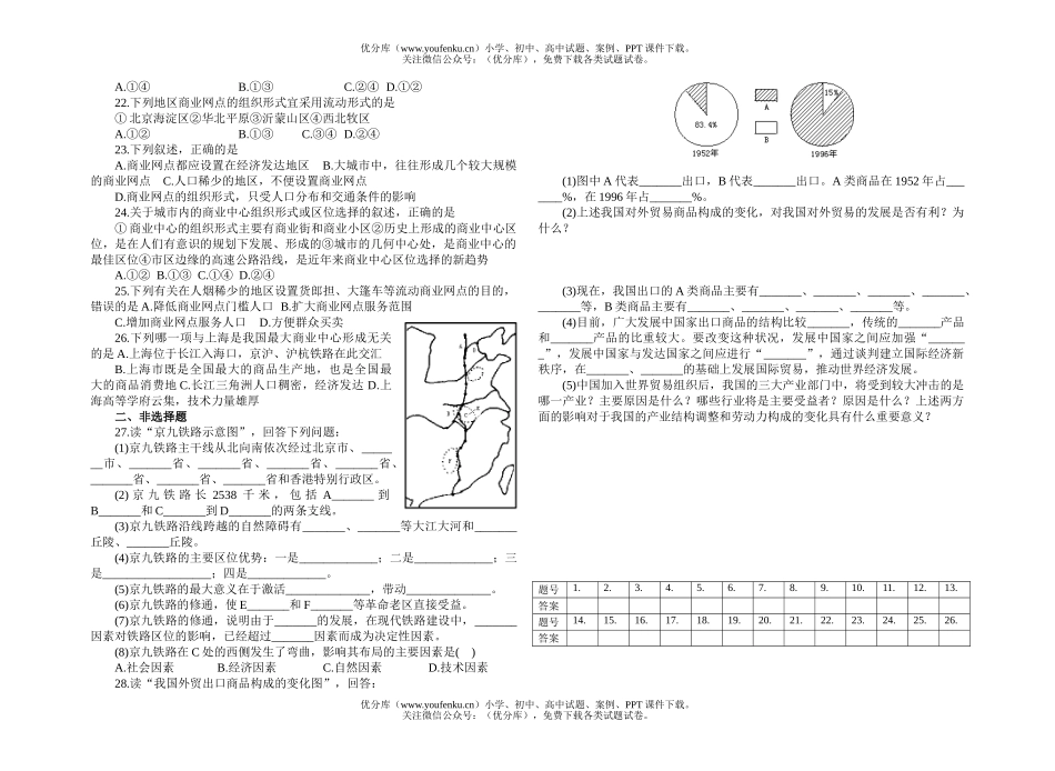 高中一年级地理高考能力测试步步高基础训练9试卷_第2页