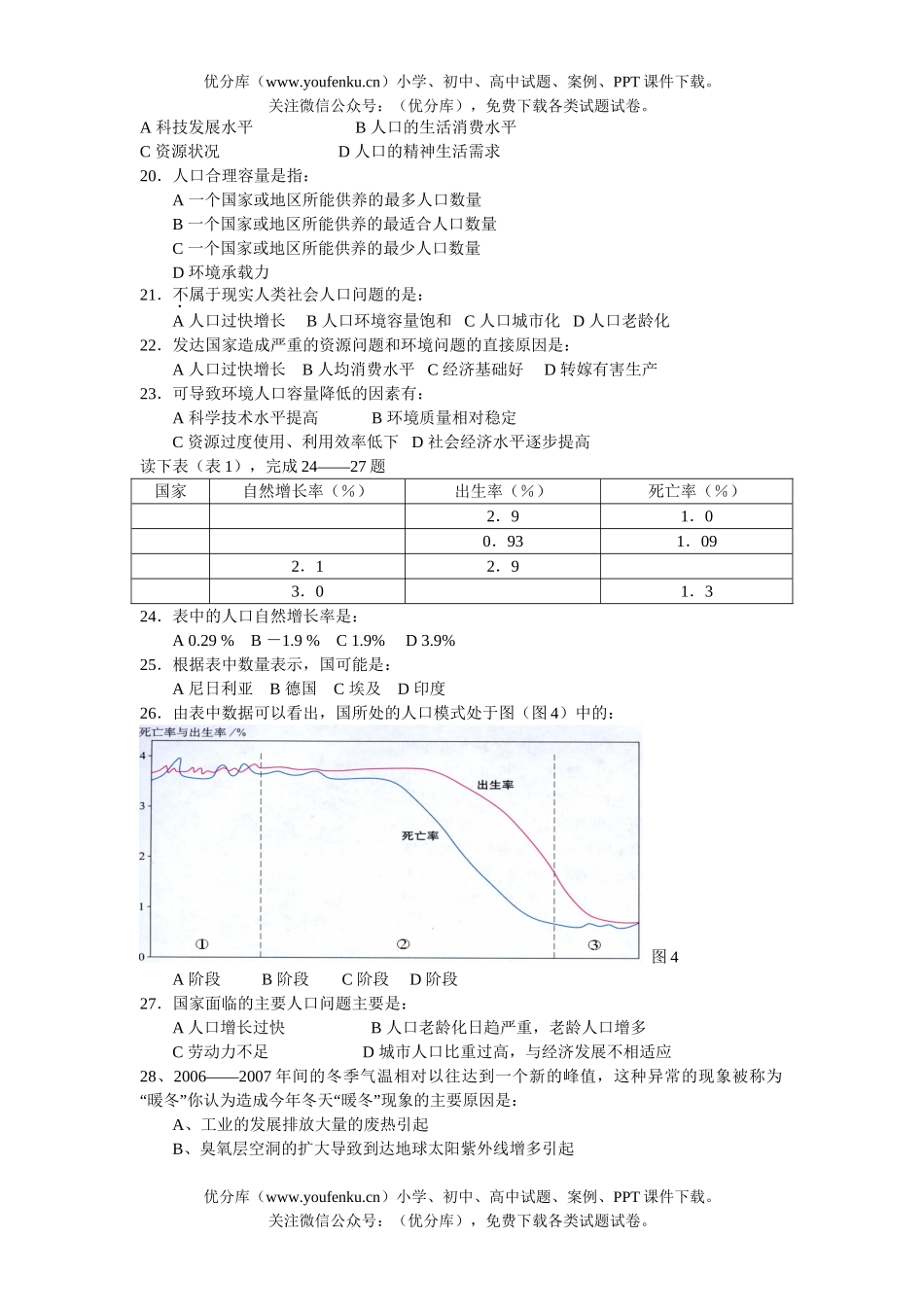 高中一年级地理第二学期期中考试卷_第3页