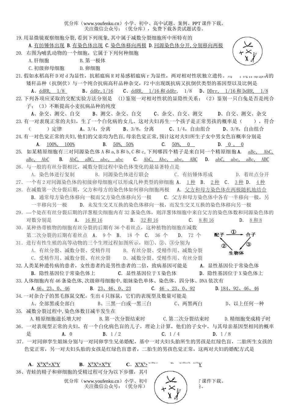 高中一年级生物第一、二章测试卷_第2页