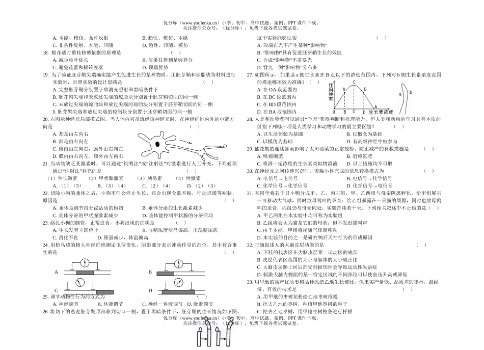 高中一年级生物5月份理科实验班月考试卷_第2页