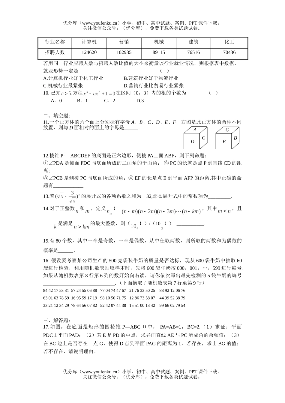 高中二年级数学武汉中学下学期总复习(3)试卷_第2页