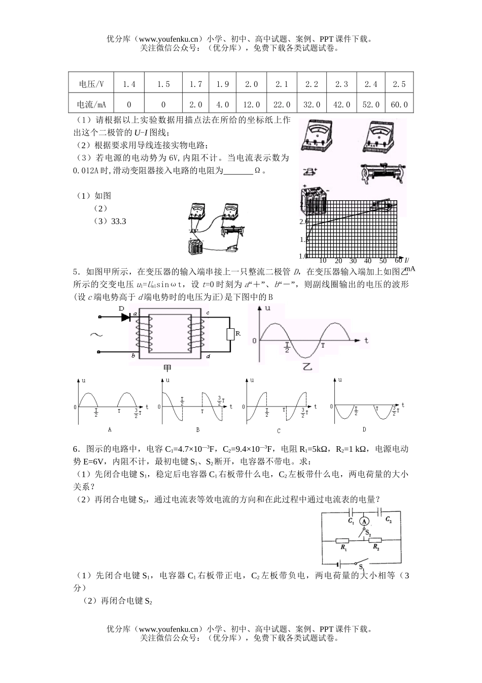 高中二年级物理期末复习应考创新题集萃试卷_第2页