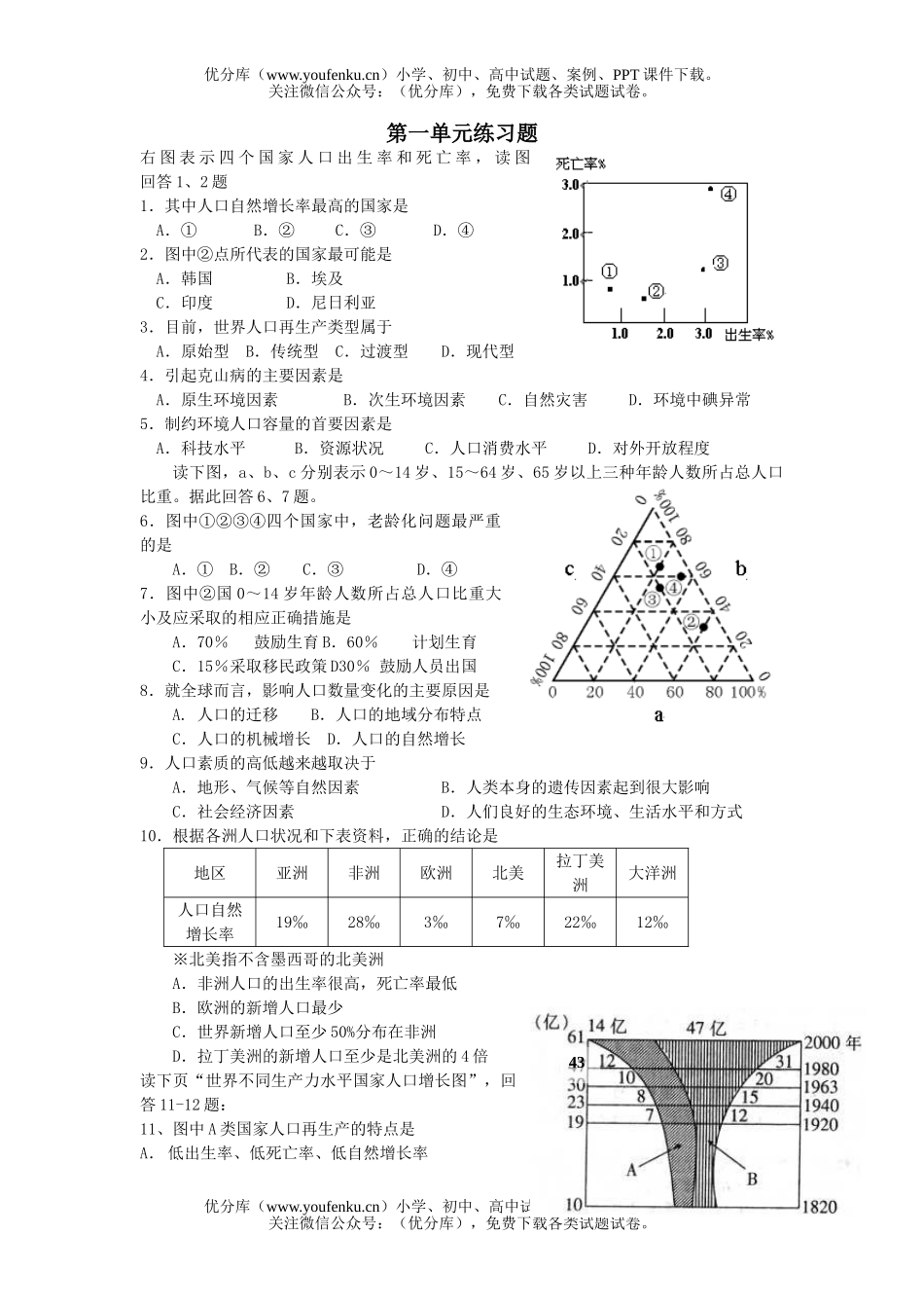 高中二年级地理上学期第一单元练习题试卷_第1页