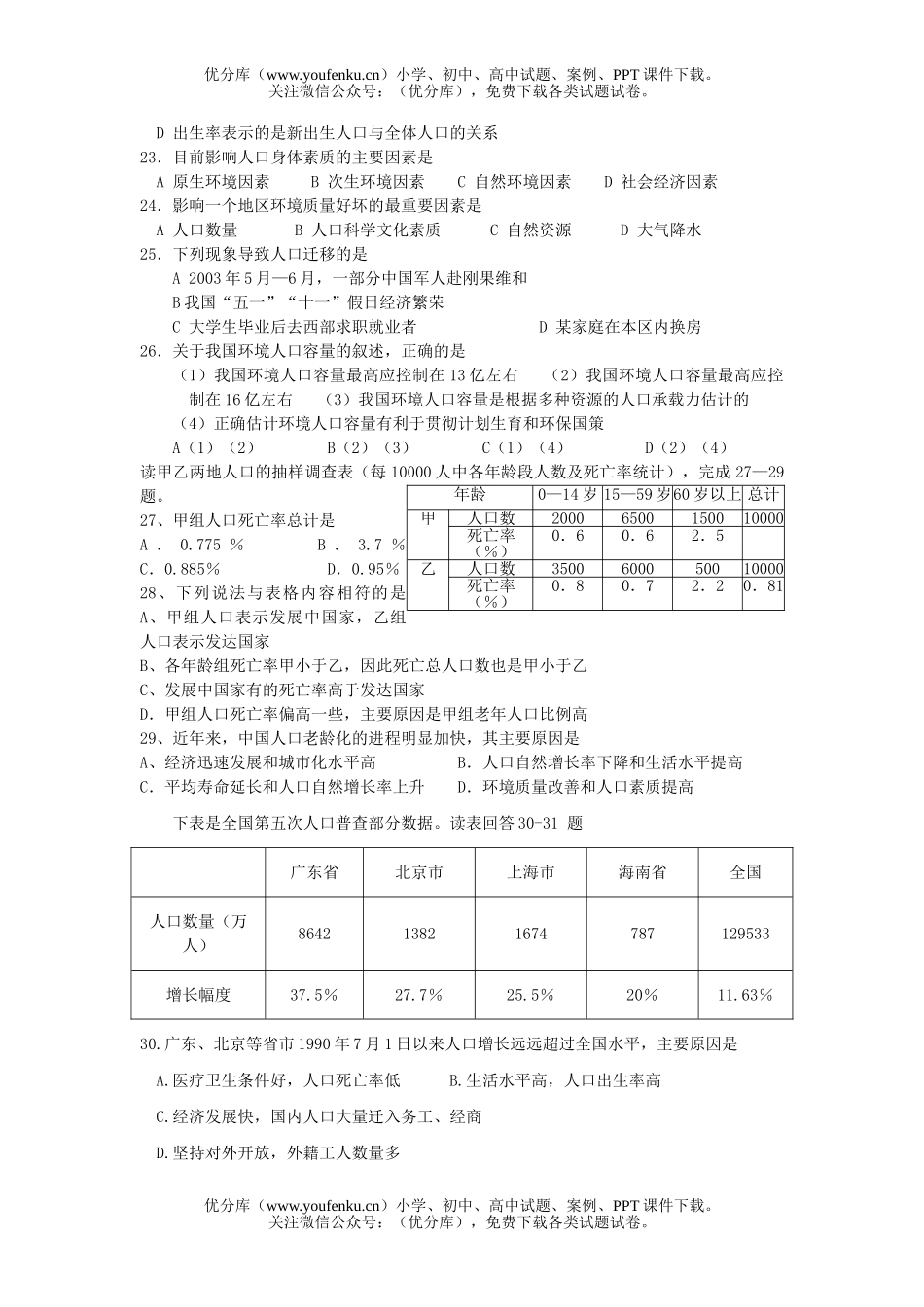 高中二年级地理上学期第一单元练习题试卷_第2页