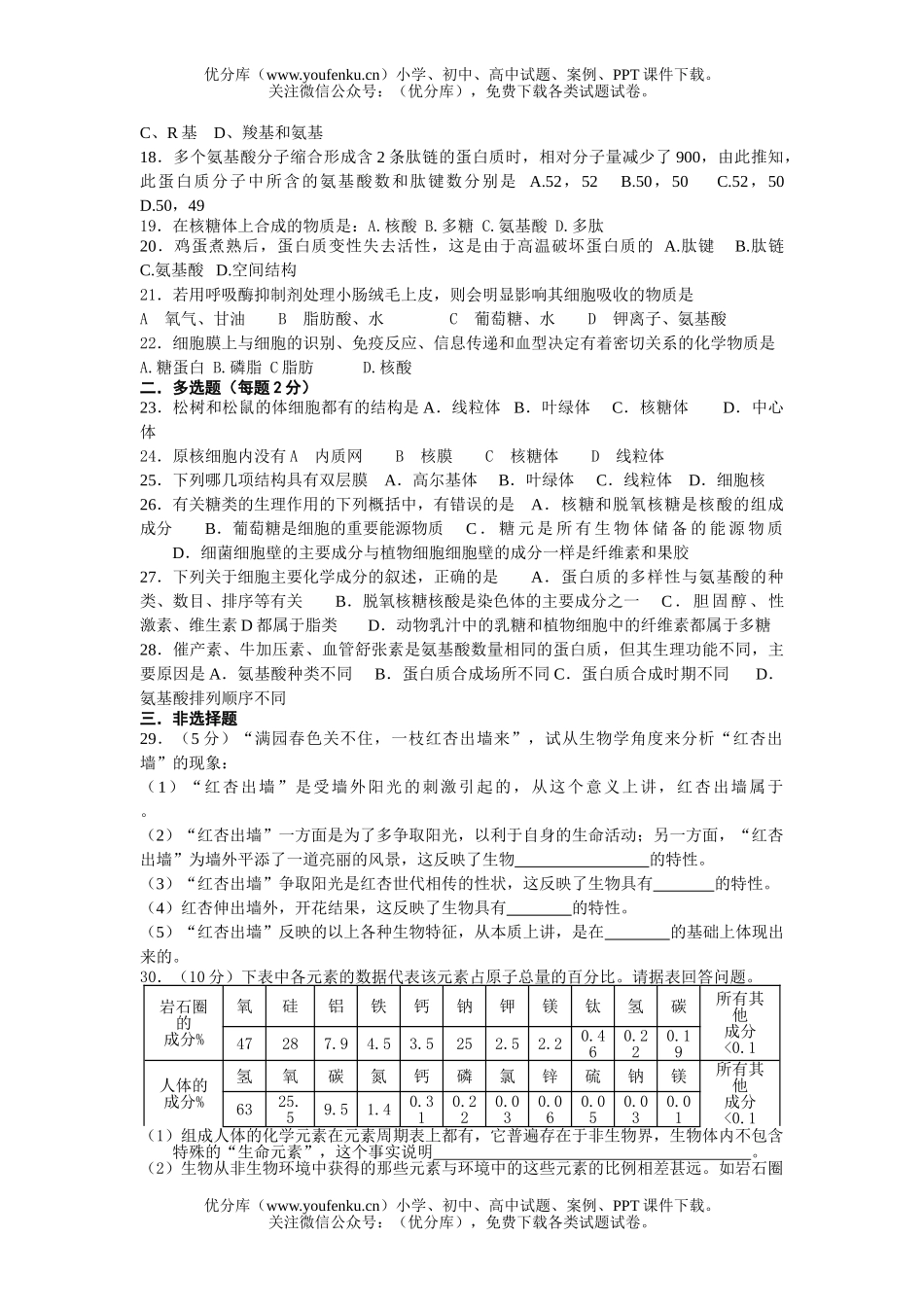 高中二年级生物第一次月考试卷_第2页