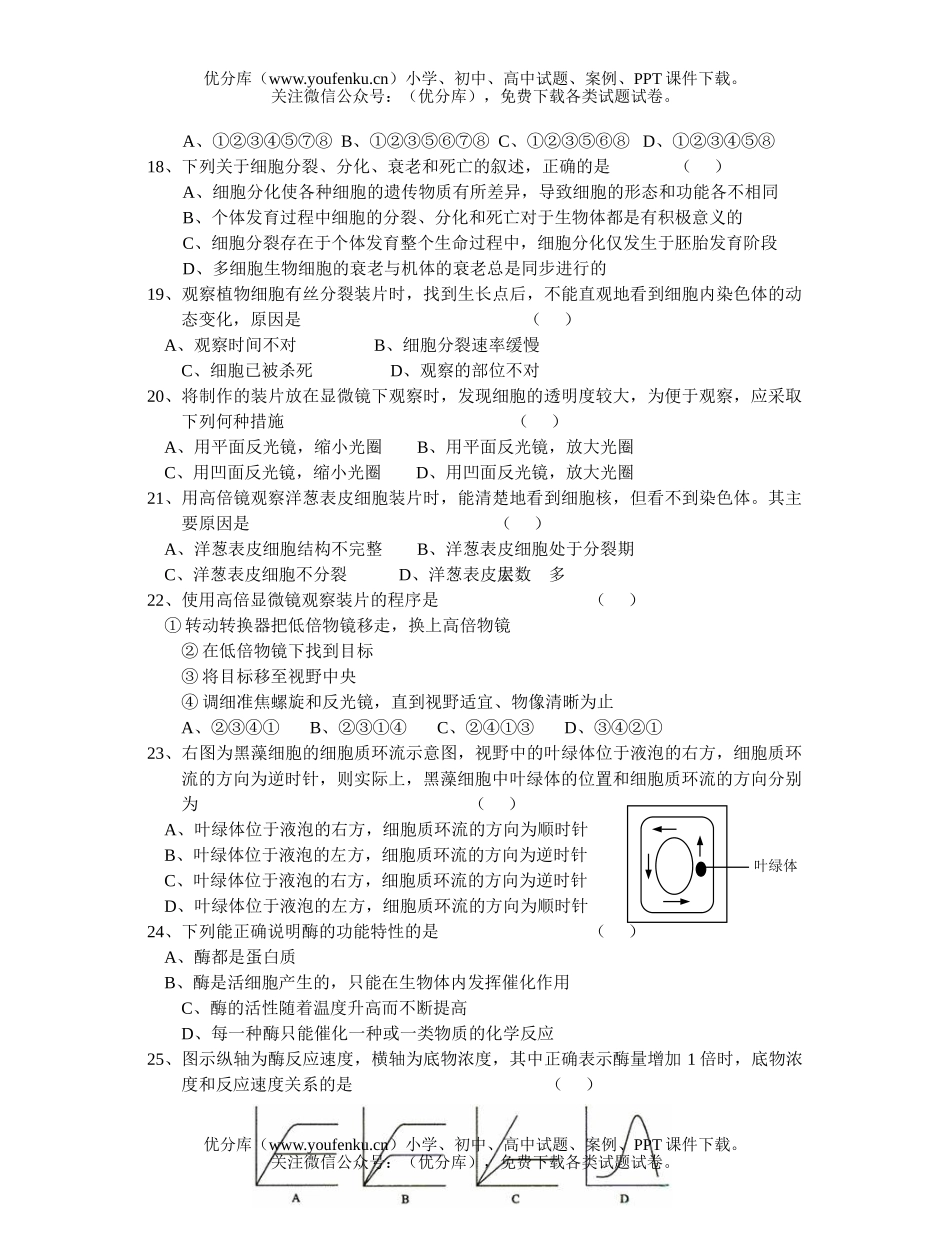 高中二年级生物第一次阶段性考试卷_第2页