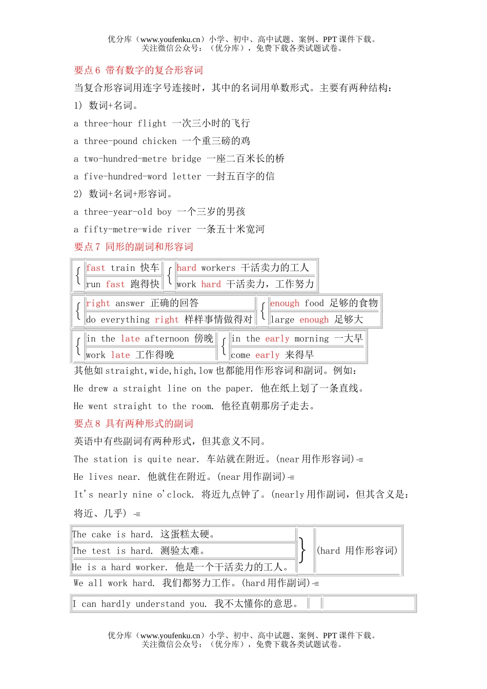 高中三年级英语形容词和副词试卷_第3页