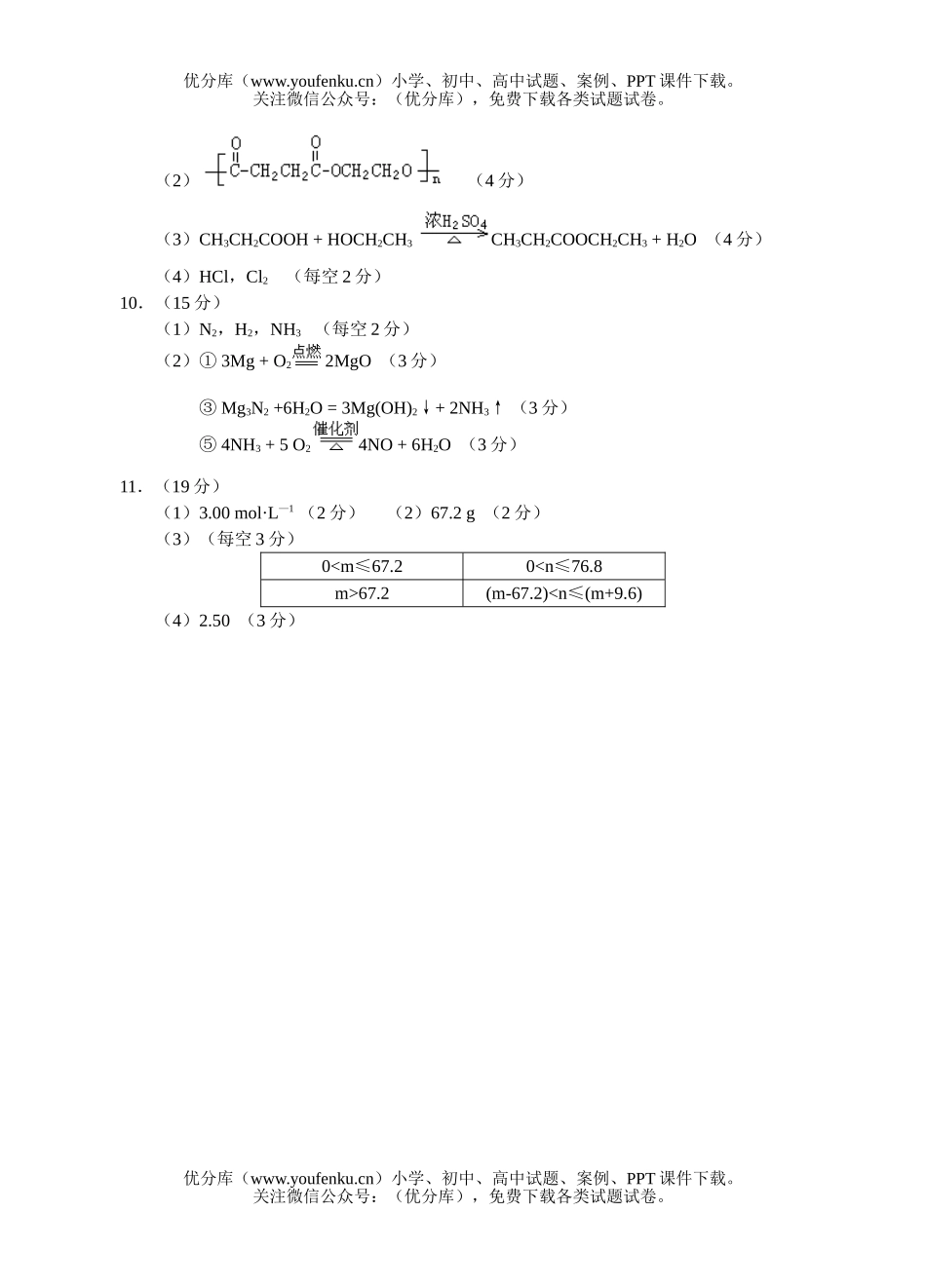 高中三年级化学十套理科综合测试卷_第3页