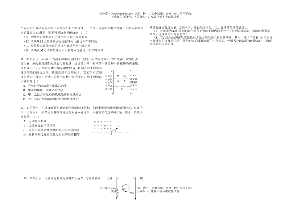 高中三年级物理磁场随堂测试4试卷_第2页