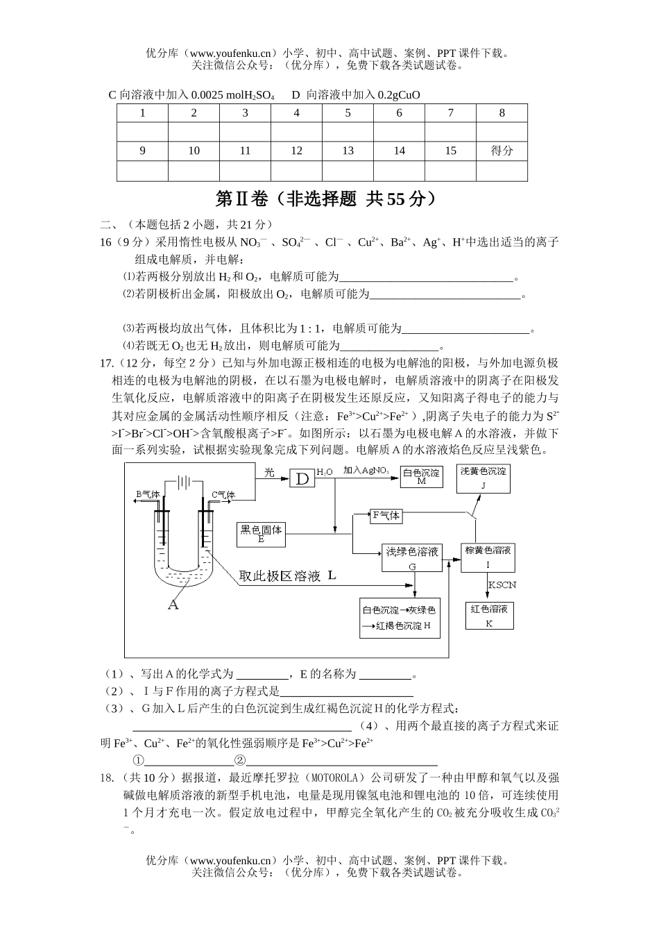 高中三年级化学 第四单元综合测试卷_第3页